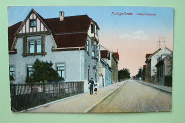 Postcard PC Nieder Ingelheim 1919 Bingerstreet Town architecture Rheinland Pfalz